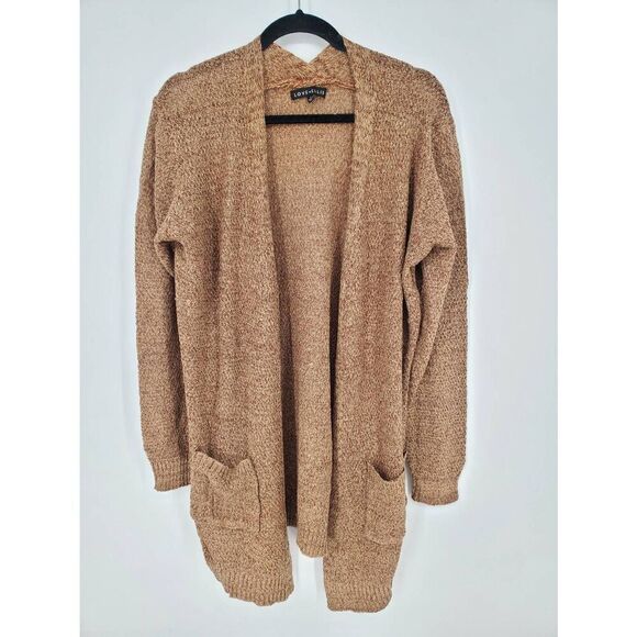 Love Ellie‎ Women's Brown long line cardigan duster with pockets Size Large - Picture 1 of 6